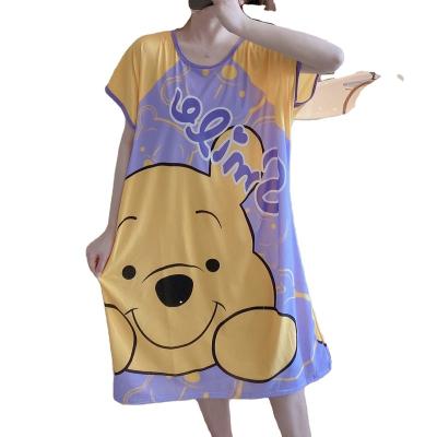 China QUICK DRY 2022 New Cartoon Round Neck Summer Multi Style Women's Nightgown Cartoon Nightgown for sale