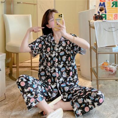 China 2022 new Korean women's QUICK-DRY pajamas spring and summer shorts sleeve pants two sets of low-volume spot home supply clothing for sale