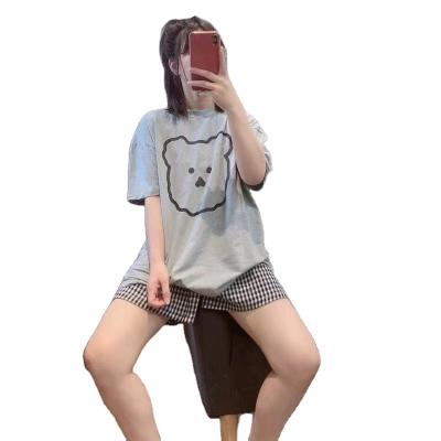 China 2022 new atmosphere simple QUICK DRY women's pajamas set home short sleeve shorts use pajamas set little smiley face home pajamas for sale