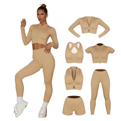 China Uniquely Designed Breathable 2022 Seamless Yoga Set Fitness Women Slimming Active Wear Women Yoga Leggings Set Yoga Shorts Set for sale