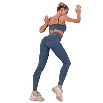 China 2022 Breathable Women Seamless Bra Gym Workout Sports Pants Set Sports Yoga Fitness Suit Workout Leggings for sale