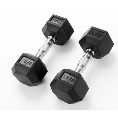 China Wholesale Rubber Dumbbell Hex Dumbbell Professional Gym Women Men Rubber Hex Dumbbells Fixed Easily Adjustable for sale