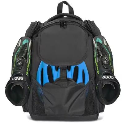 China Skating Sports Backpacks Bag Roller Skates Speed/ Ice Skates Travel Backpack For Safety Helmet Kneecap And Shoes for sale