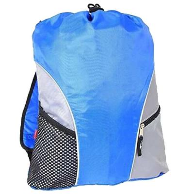 China Blauwe Nylon Promotie de Productenrugzakken van Drawstring voor Zwemmende Gymsack-Schoen Te koop