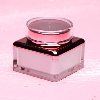 China Cosmetic Storage Container 5g 15g 40g Pink Square Empty Cosmetic Skin Care Packaging Plastic Cream Jar for sale