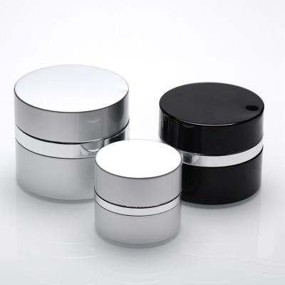 China High Quality Round Empty Matte 30ml Silver Cosmetic Jar 50ml Face Cream Aluminum Glass Aluminum Jar for sale