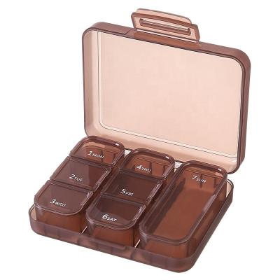 China Plastic Storage Box 7 Compartments Daily Weekly Dosis Container Boxes Mini Medicine Holder Waterproof Pill Organizer Box Case for sale