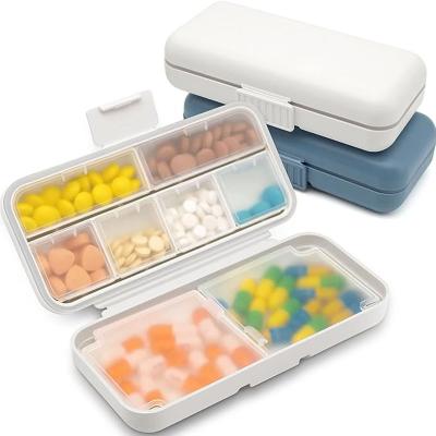 China Plastic Moisture Proof Organizer Cases Pill Box 8 Compartments Pill Holder Case Large Capacity Pill Container Storage Box For Pocket Purse for sale