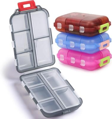 China Plastic Storage Box 10 Compartments Pill Case Compact and Portable Pill Box for On-The-Go Storage Pill Holder for Purse Gray for sale