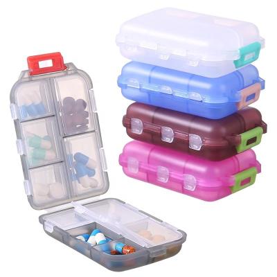 China Small Plastic Storage Box Travel Pill Organizer 10 Grid Pocket Pharmacy, Portable Med Wallet Handy Pill Holder Box Medicine Container Case for sale