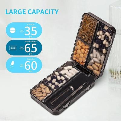 China Large Plastic Flip Design 8 Compartments Portable Pill Dispenser Storage Box Travel Pill Case For Vitamin, Medicine, Fish Oil/Supplement for sale