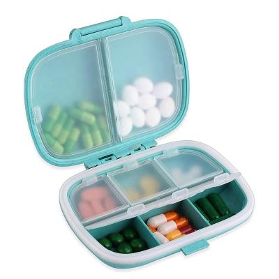 China Small Size Wheat Straw Pill Organizer Plastic Crate Container Box Medicine Travel Storage Box for sale