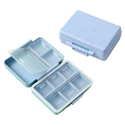 China Portable Weekly Pill Organizer Travel Pill Organizer Plastic Daily Dispensers 9 Compartments Wheat Straw Pill Box For Purse Vitamin Fish Oil for sale