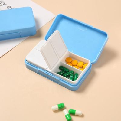 China Cute Mini Pill Organizer Small Pill Box 4 Compartments Pill Holder Plastic Storage Box Pocket Portable Medicine Container With Double Lid for sale