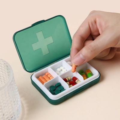 China Portable Frosted Plastic Storage Box Pill Box Storage Container Pill Storage Case 6 Compartment Pill Organizer Small Excellent for sale