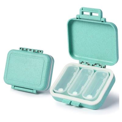 China Pill Case AM P.M. Pill Box Plastic Storage Box Small Removable Pill Box 3 Compartments Travel Pill Organizer For Purse Fish Oil Vitamin for sale