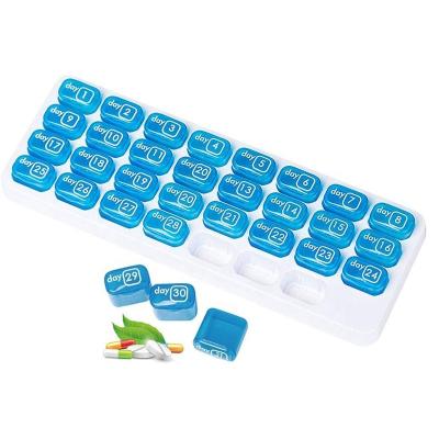 China Portable Plastic Storage Box Pill Medicine Case Box Holder 31 Day Monthly Pill Organizer For Daily Medicine for sale