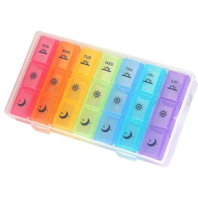 China Cute Dismountable Plastic Storage Box Daily Pill Box Moisture Proof Separate 21 Day Pill Case for sale