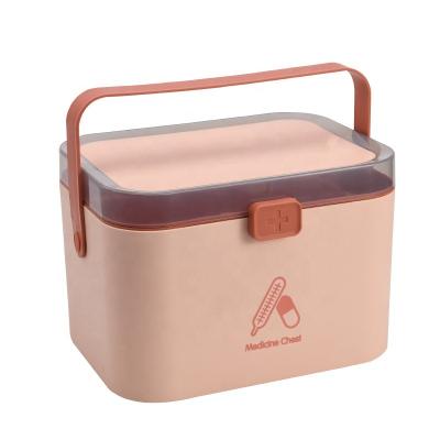 China Family Emergency Stocked Kit Plastic Medical Box 2 Layer Storage First Aid Box With Portable Handle And Detachable Tray for sale