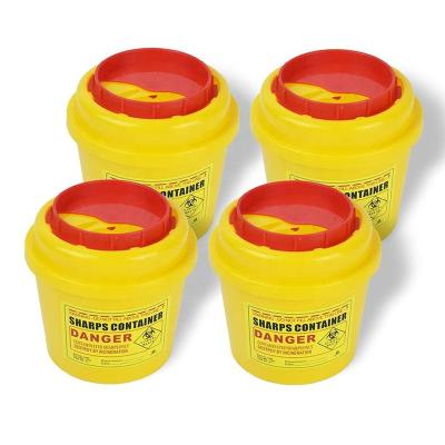 China Small 1/2 Quarter Needle Sharp Disposal Biohazard Containers Medical Bin Stocked Round Plastic Sharps Container for sale