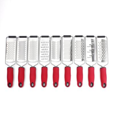 China Food Grade Durable Flat Grater Stainless Steel Grater Cheese Etching Grater With TPR Handle for sale