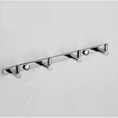 China Modern High Quality Bathroom Accessories Copper Wall Mounted Figure Seven Polished Hook Robe Hanger With 4 Hooks for sale