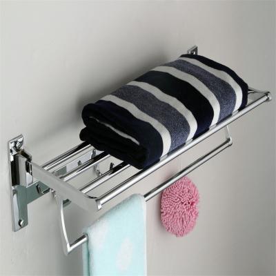 China With Hook Bathroom Platform Towel Rack Double Folding Towel Rack Multi-Functional Room Zinc Alloy Shower Rack With Hook for sale