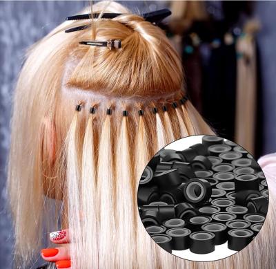 China 500 Pcs Professional Hair Extension Small Ring Silicone Reusable Micro Hair Extension Link Tube Beads for sale