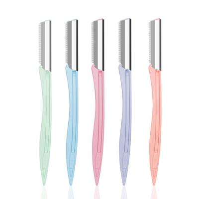 China Factory Wholesale ENVIRONMENT FRIENDLY 3Pcs/Set Non Slip Handle Eyebrow Shaper Razors With Cover Eyebrow Trimmer Dermaplaner Training Tool for sale