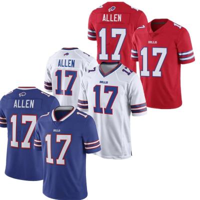 China Anti-Bacterial Wholesale Josh Allen Buffalo Football Jerseys 17 Stitched Fashion Sport USA Football Limited Jersey Game Jerseys for sale