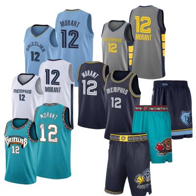 China Anti-Bacterial Wholesale Basketball Jersey Ja Morant Memphis Jerseys Top Quality Stitched Basketball Team Jersey Shorts Ready To Ship for sale