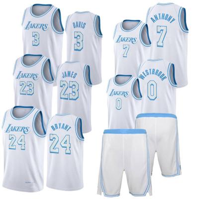 China Anti-Bacterial Bryant 24 Los Angeles Basketball Jerseys 23 King James Westbrook Anthony Davis Stitched USA Basketball New White City Edition for sale