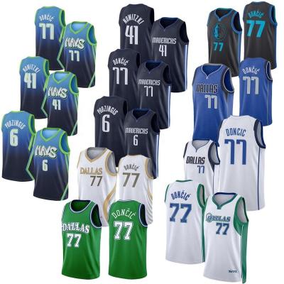 China Anti-Bacterial Luka Doncic Dallas Basketball Jerseys 6 Kristaps Porzingis 41 Dirk Nowitzki 2022 Stitched Classic USA Basketball City Edition for sale