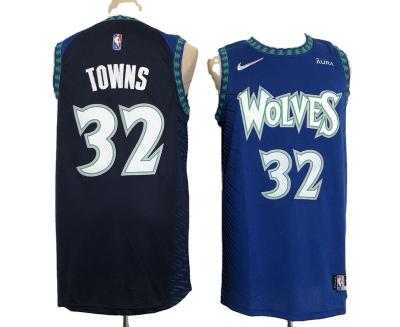 China Anti-Bacterial Dropship Best Basketball Jersey Design Wolves Towns 32 Embroidery Jersey T Shirt Stock for sale