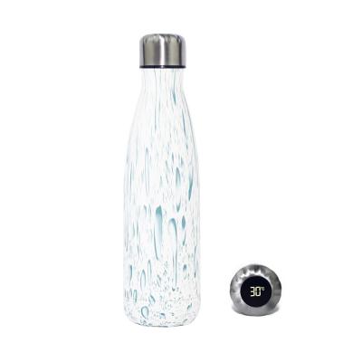 China PORTABLE 500ml Sport Bottle 17oz Double Wall Smart Vacuum Insulated Bottle Leak Proof Temperature Exposure Coke Bottle Increasing Drink Cup for sale