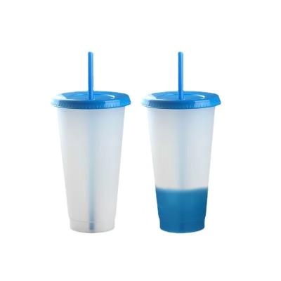 China Morden Sublimation Insulated Drinking 750ml Color Changing Reusable Custom Plastic Stadium Cups With Lid for sale