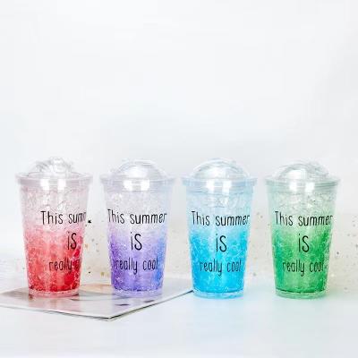 China New Ice Cup Refrigeration Ice Cup Straw Water Cup Hot Summer Cool Broken Ice Cup PromotionalCreative Modern Gift Ice Cup for sale