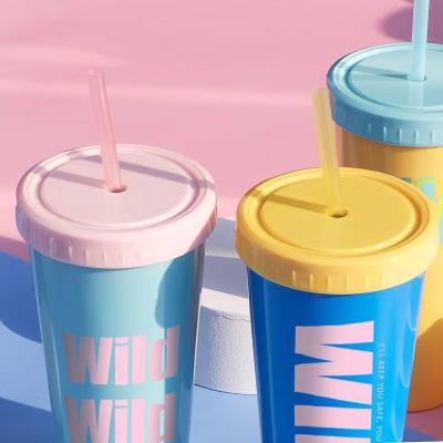 China PromotionalLarge Capacity Net Red Plastic Cola Water Cup Cola Red Plastic Cup Creative Gift Cup Straw Modern Advertising Mug for sale