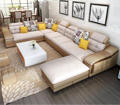 China U Shaped Furniture Chaise Lounge Recliner Sectional L Corner Sofa Sets Living Room Fabric Sofa Factory Leather Couch 7 Shape Corner Seater for sale