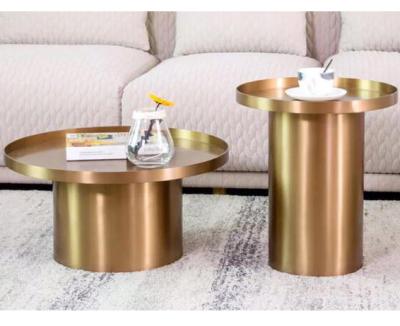 China Coffee table modern design luxury round table set whole stainless steel hotel golden coffee table for sale