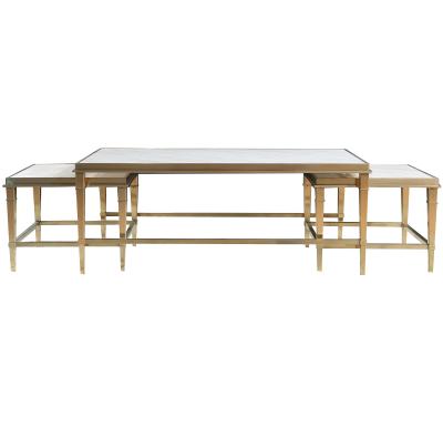 China Modern luxury coffee table tea table set gold stainless steel coffee table end table with marble tops for sale