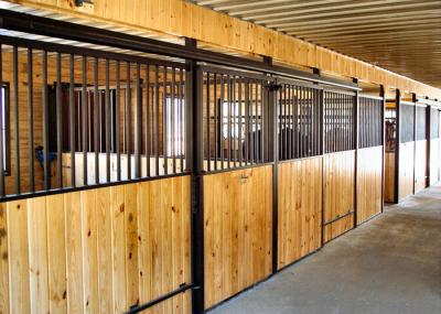 China Portable Free Standing Horse Stall Kits , Solid Welded One Piece Box Stall Fronts for sale