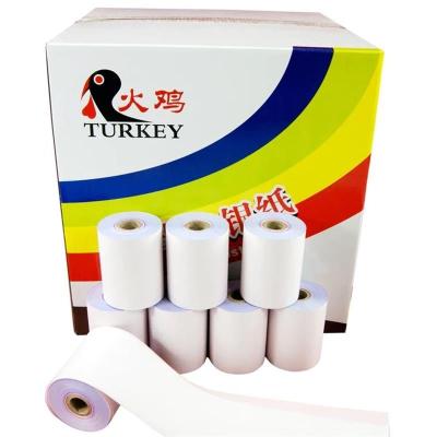 China 100% Turkey Wood Pulp 2 Ply Carbonless Paper Rolls 76x76 76x60mm NCR Roll Paper, Carton of 100 Rolls for sale