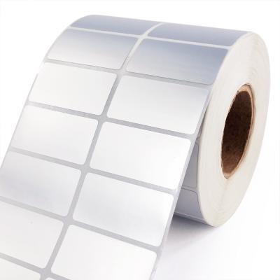 China Matte Barcode Label Roll Silver PET Barcode Sticker 40x25mm 1