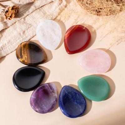 China China Chakra Massage Thumb Stone Cut Natural Teardrop Crystal for Stress Healing or Worry Meditation Worry Gemstone Polished for sale