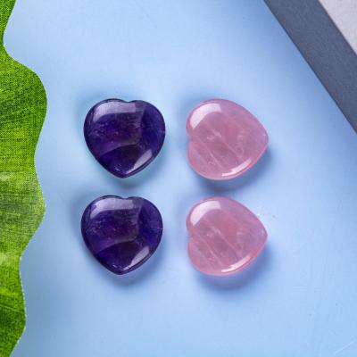 China Natural Stone Love Crystal Therapy Stone China Amethyst and Pink Heart Healing Chakra Gemstone for Energy Meditation and Home Decor for sale