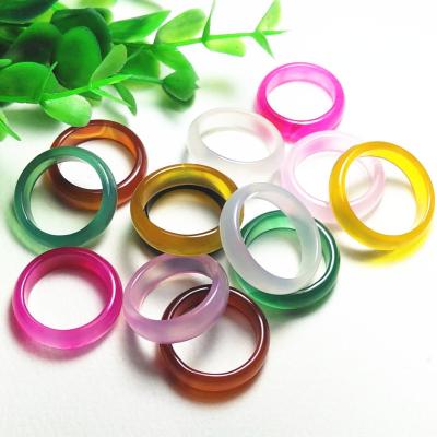 China China Crystal Jade Multi-Color Stone Ring Natural Semi-Precious Open Stone Ring Colorful Jade Ring for Gifts and Decoration for sale