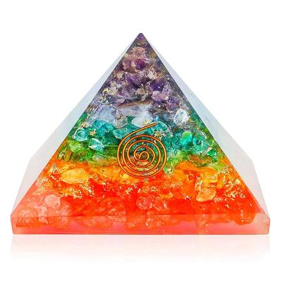 China Natural China Energy Generator Quartz 7 Chakra Orgone Pyramid with Positive Energy for Spiritual Balance and Meditation for sale