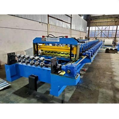 China Building Material Stores Cover Panel Step Tile Roll Forming Machine Price Double Layer Roof and Steel Wall Sheet Roll Machine for sale