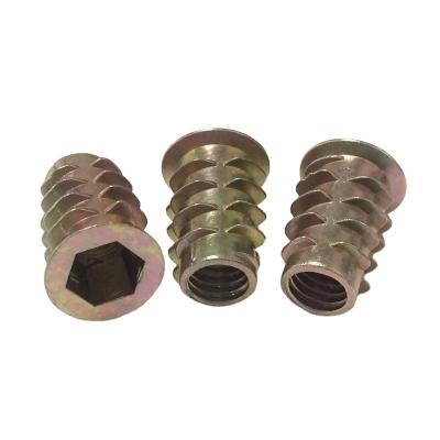 China OEM Wood Threaded Inserts, Wood Type D, Flat Head Furniture Insert Nut Nut for sale